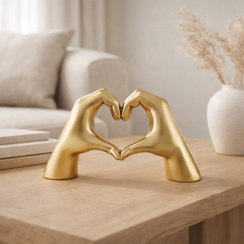 Polyresin Hand Heart Gold en situation