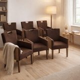 Chaises de salle à manger Ensemble 6 pièces Roard Armlehner fauteuil bilbao chaise rembourrée un fauteuil de fauteuil en marron Prairie Brown en situation