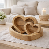 Decofigure Heart 3 Set Wood Figure 24/18/11 cm Décoration de mariage Mango Wood en situation