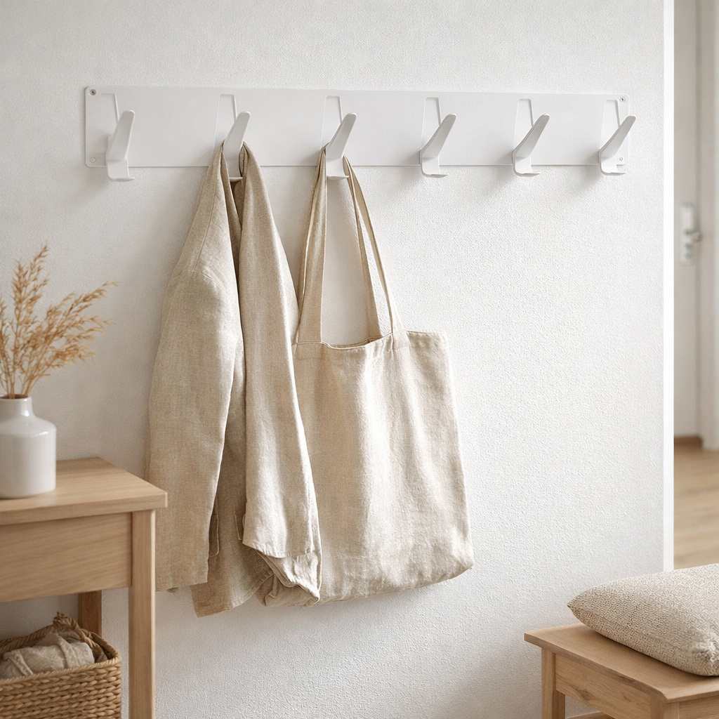 Gorillz Raw XL Five - Industriel - Portemanteau Mural - Penderie - 10 Crochets - Blanc en situation