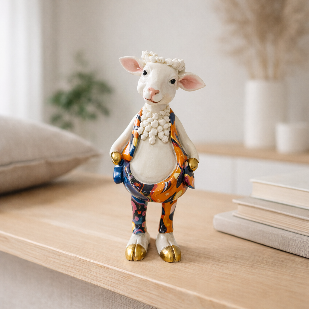 Boy mouton en polyresin avec costume en situation