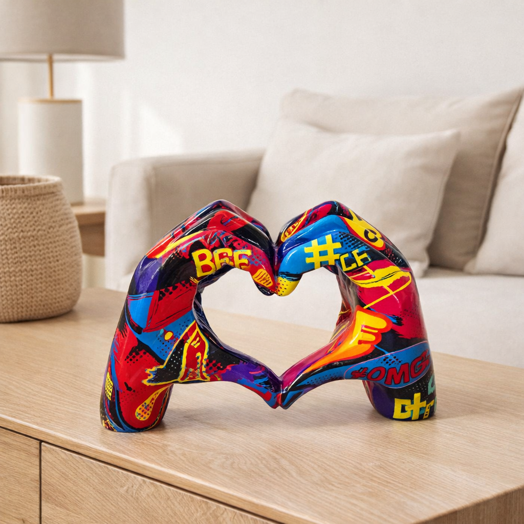 Polyresin Hand Heart coloré en situation