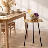 Table d'appoint métal table décorative 4 parties Hilton ø 35 x H 45 cm ronde aluminium argenté ou doré en situation