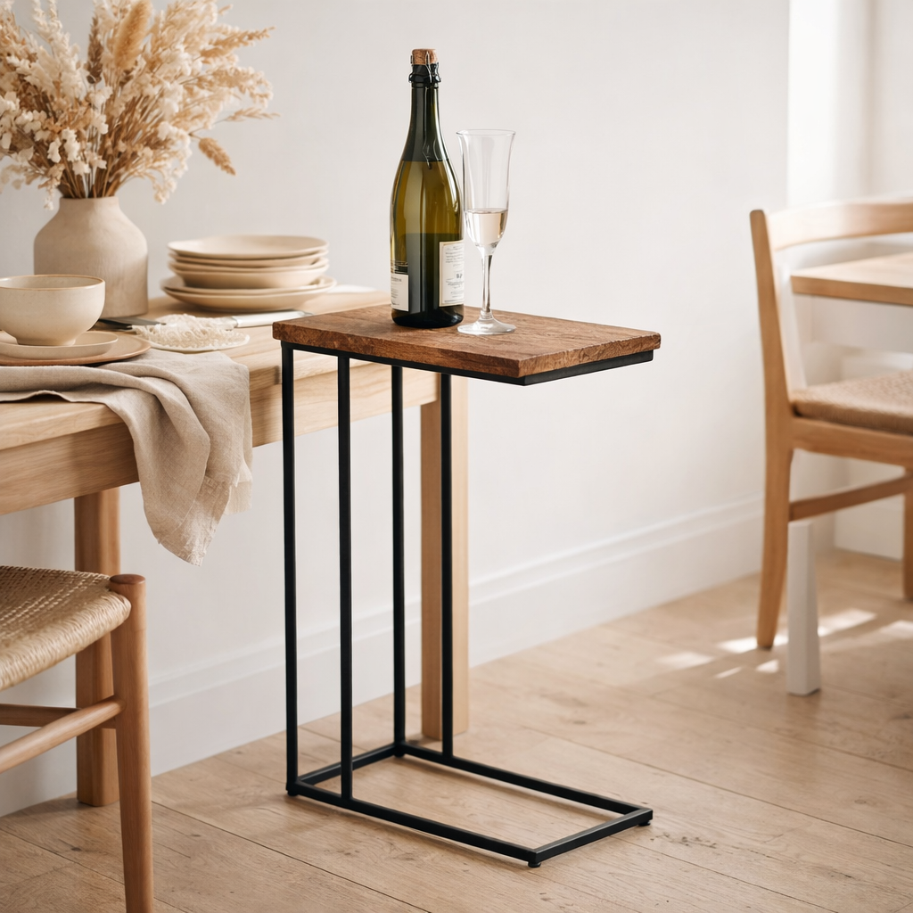 Tableau de la table d'appoint en bois d'ordinateur portable 25x60x40cm en situation