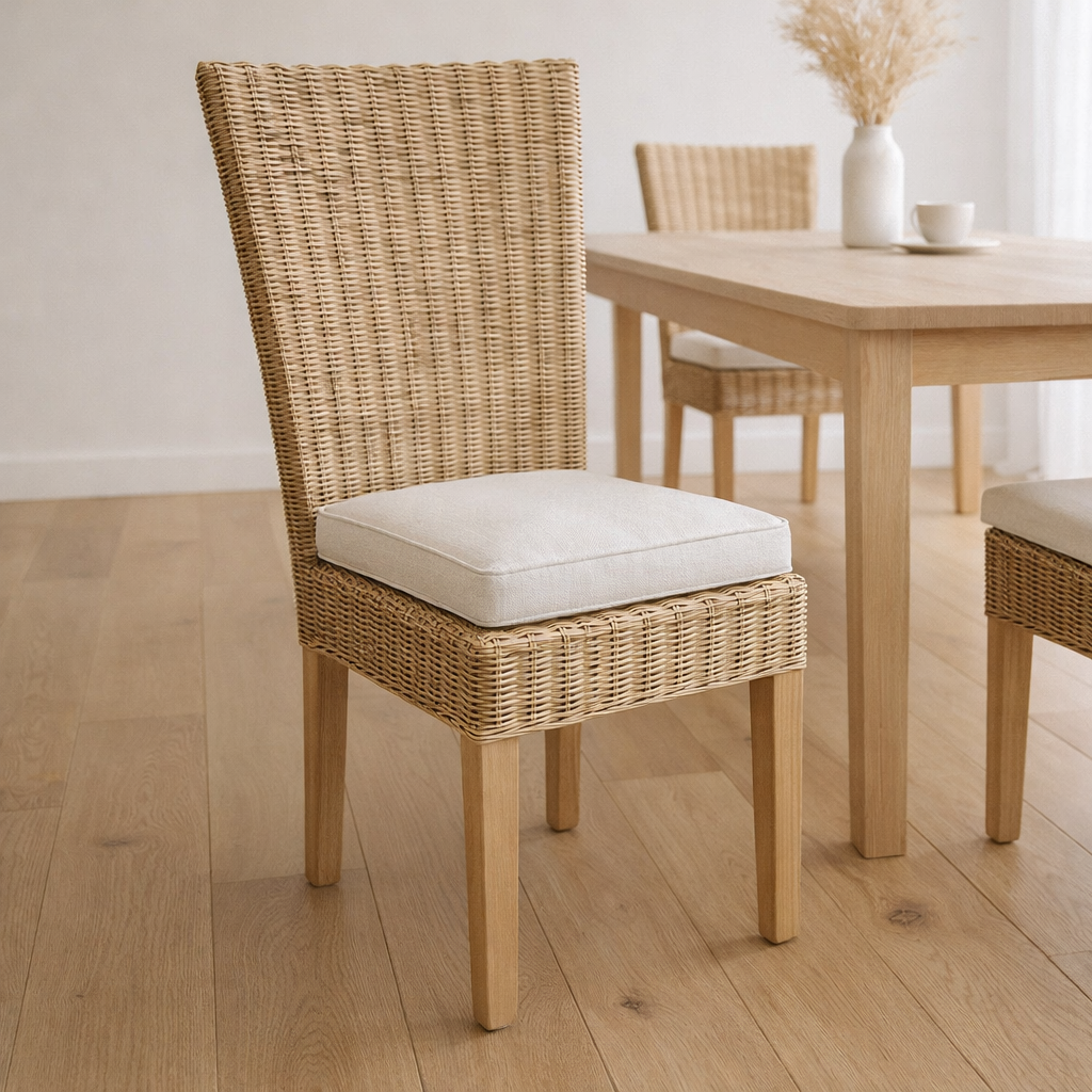 Chaise de salle à manger Roard Chair Conservatory Chair Paradise Sustainable Cardine Cappuccino Nature en situation