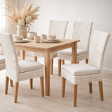 Chaise de salle à manger chaises de rotin 4 pièces chaises de table à manger jardin d'hiver cardine blanc en situation
