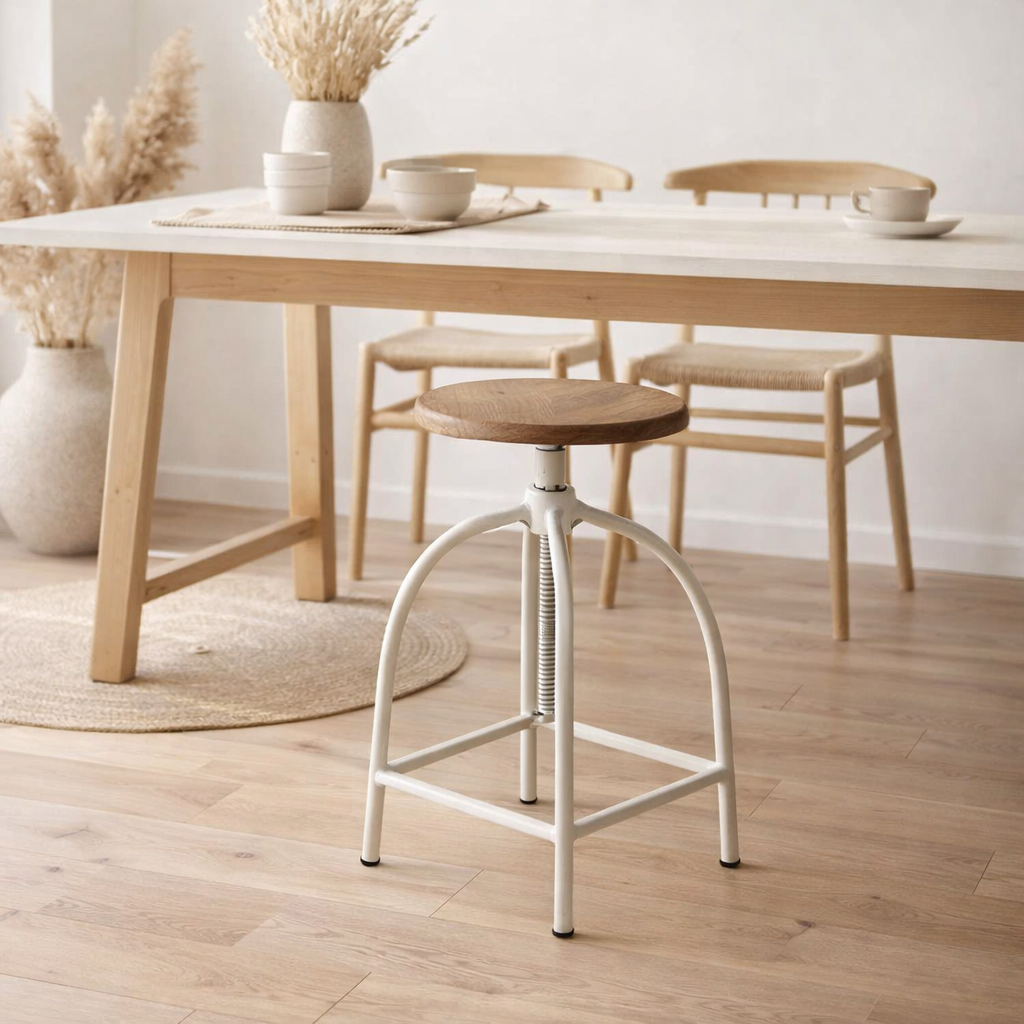 Tabouret de tabouret de rhin tabouret pivotant chaise pivotante réglable réglable les gestes en métal durable en bois massif liverpool en situation