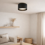 Spot LED trios Ø 10 cm noir, en métal et en plastique avec des LED intégrées en situation