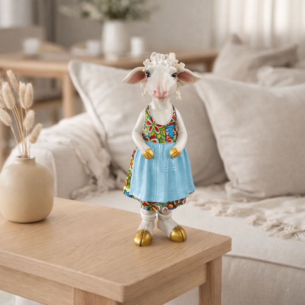 Polyresin mouton mère avec costume en situation