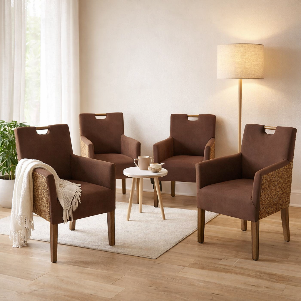 Chaises de salle à manger Ensemble 4 pièces Roard Armlehner fauteuil bilbao chaise rembourrée un fauteuil de fauteuil de fauteuil en situation