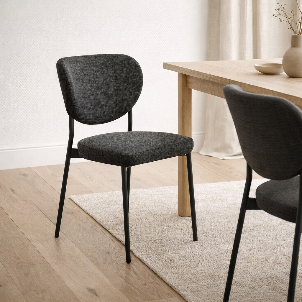 Lucas chaise tissu aragon anthracite en situation