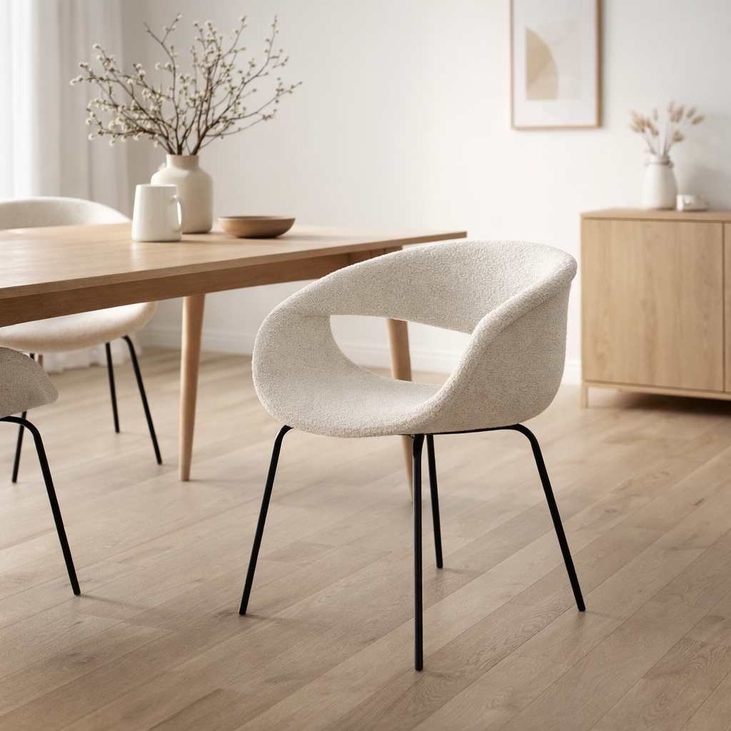 Chaise Baleine Perle Blanche (Ensemble de 2) en situation