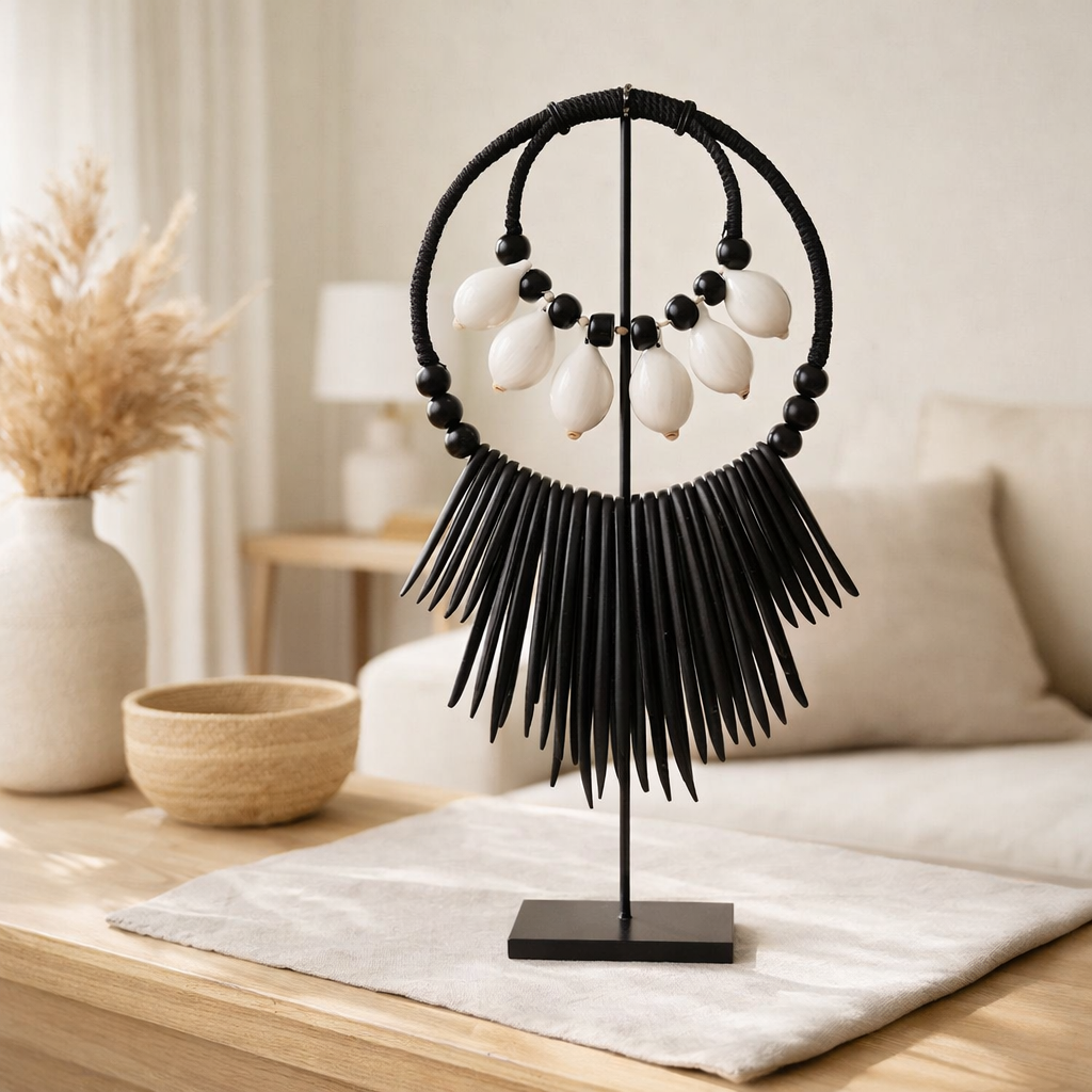 K35 Collier octo noir et blanc S en situation