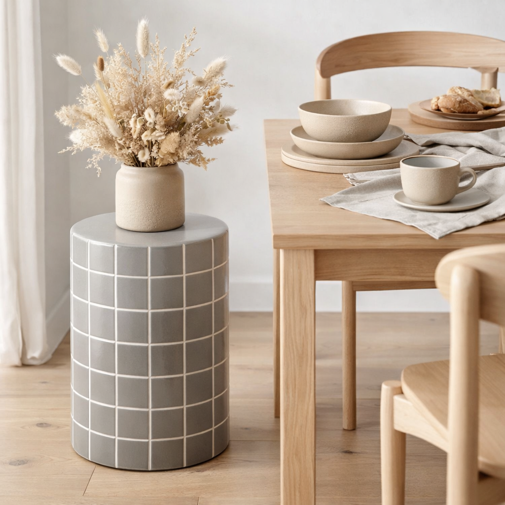 Table d'Appoint Rétro Carreaux Haute en situation