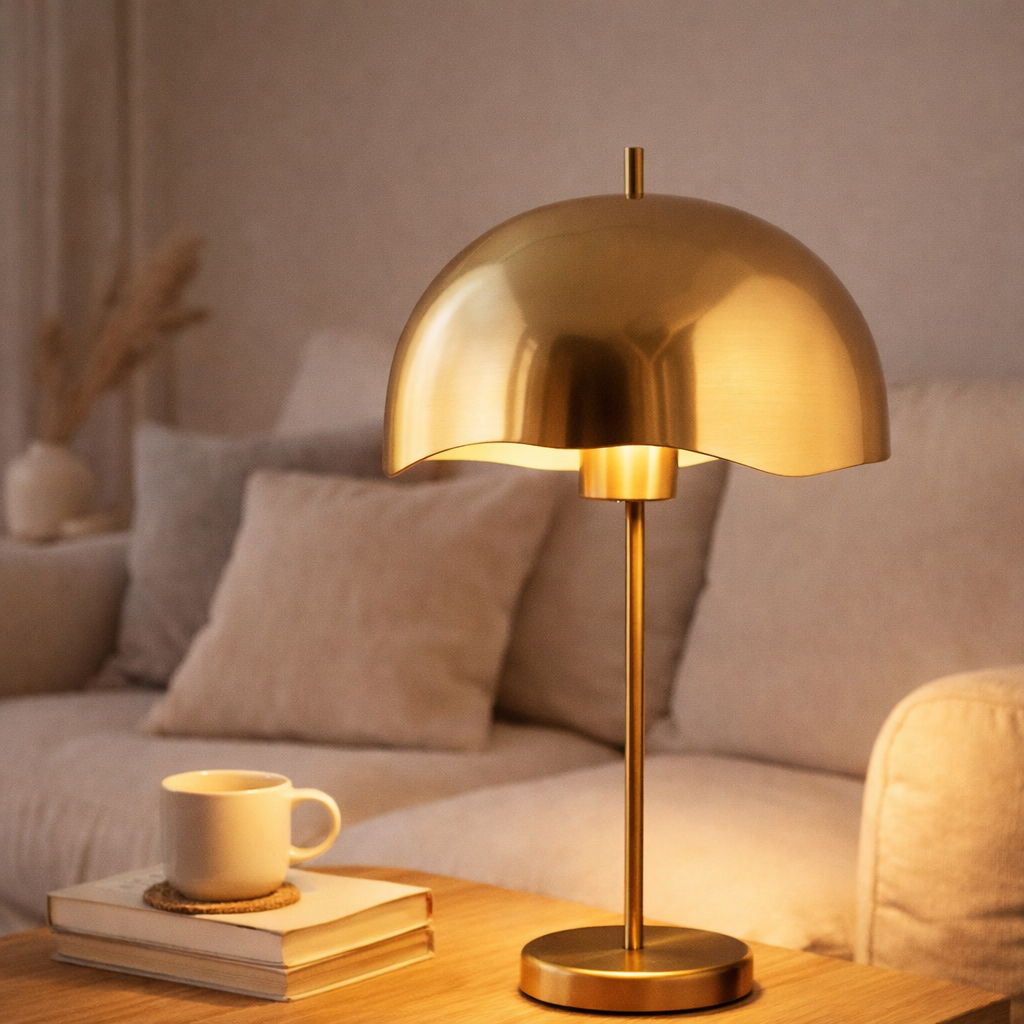 Lampe de table à dôme ondulé en situation