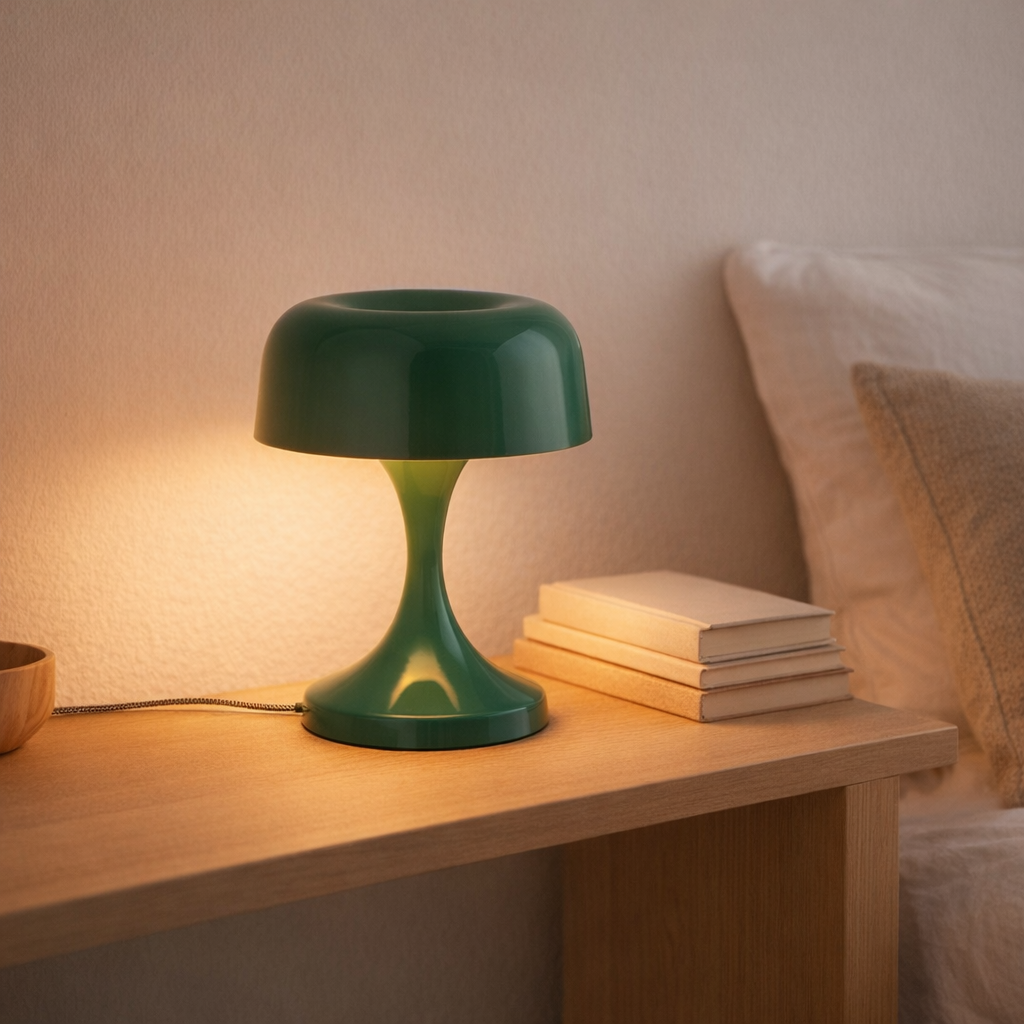 Lampe à poser rétro en fer vert en situation
