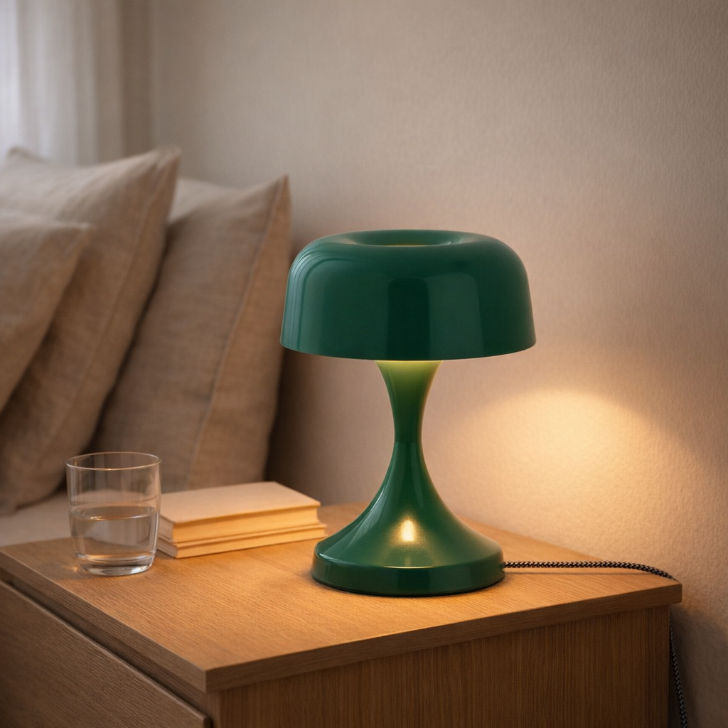 Lampe à poser rétro en fer vert en situation