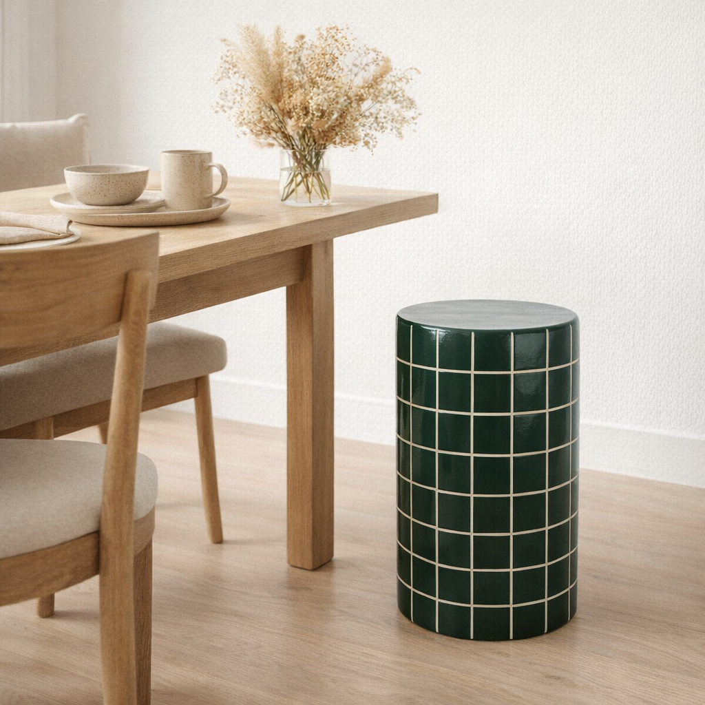 Table d'Appoint Rétro Carreaux Haute en situation
