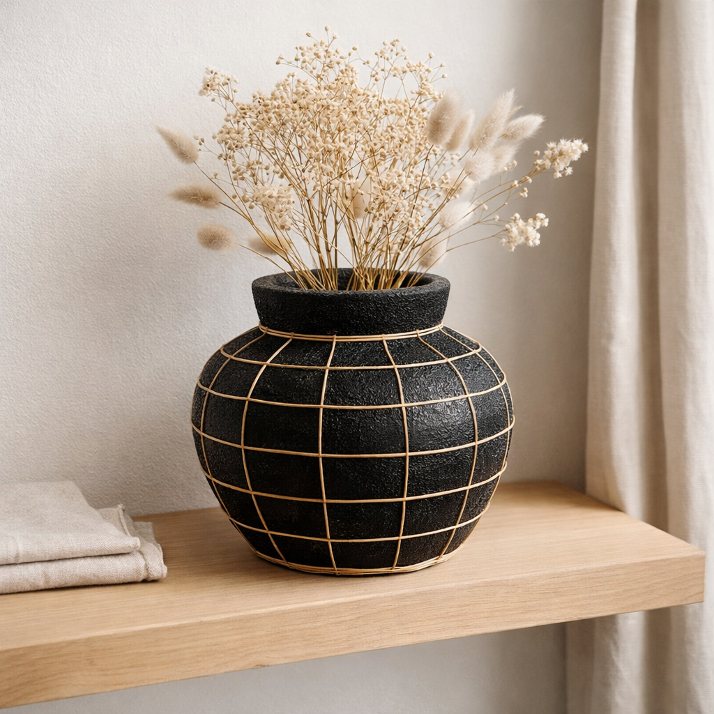 Le Vase Belly - Noir Naturel - M en situation