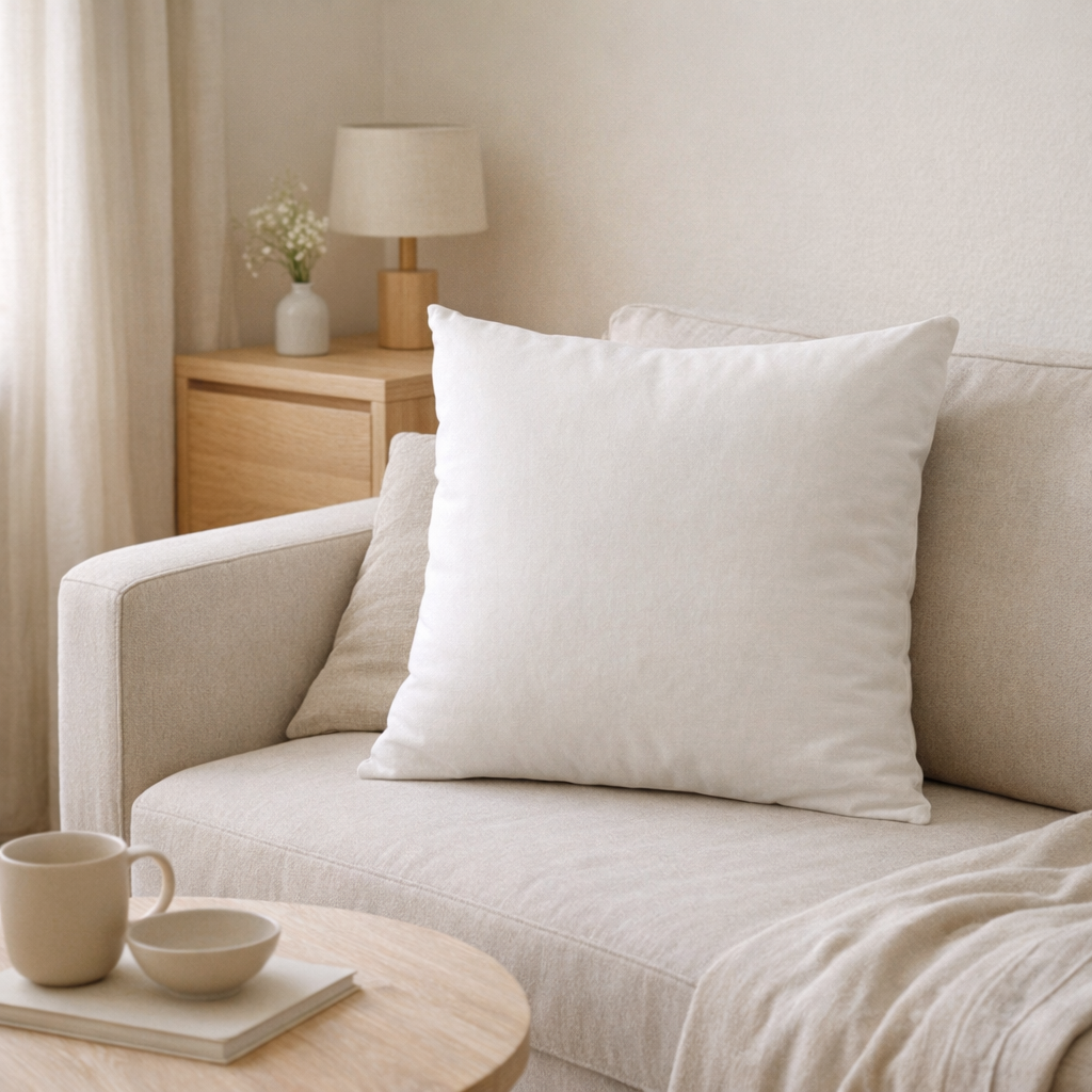 Coussin Intérieur Carré Blanc - 50x50 en situation