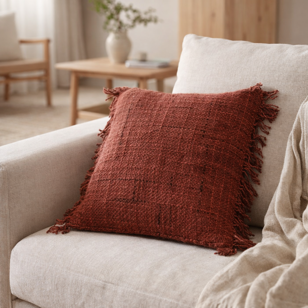 Housse de Coussin Oh My Gee - Rouge Cerise - 60x60 en situation