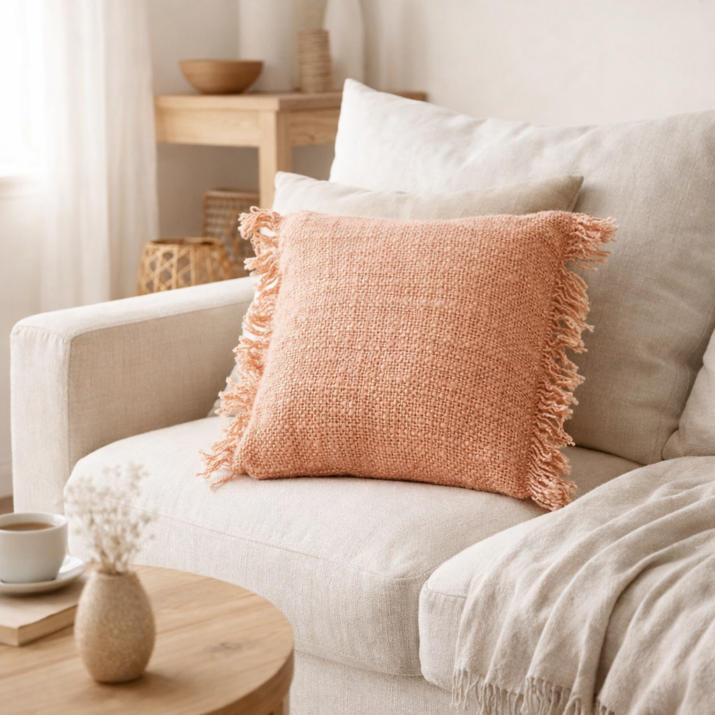 Housse de Coussin Oh My Gee - Rose Saumon - 40x40 en situation