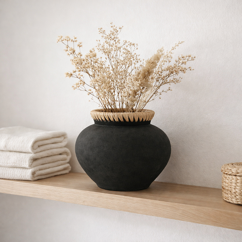 Le Vase Styly - Noir Naturel - M en situation