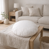Coussin rond en coton blanc Ø40 cm en situation