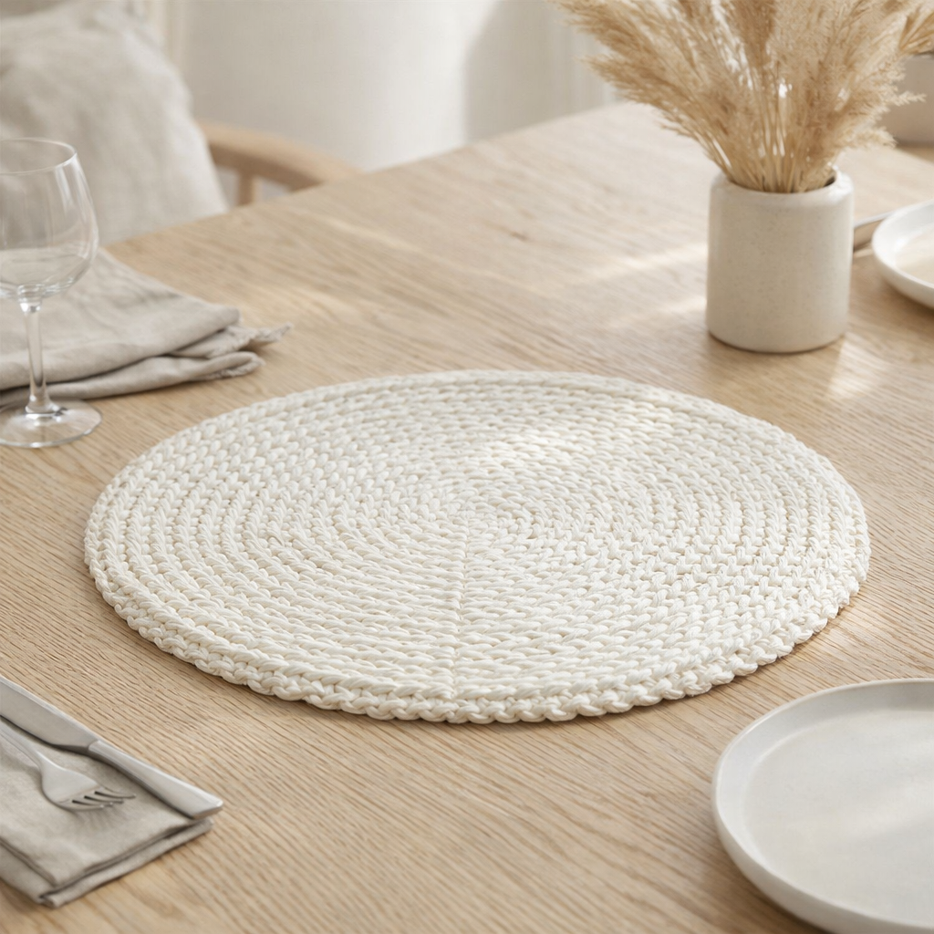 Le napperon de mariage en macramé - Naturel en situation