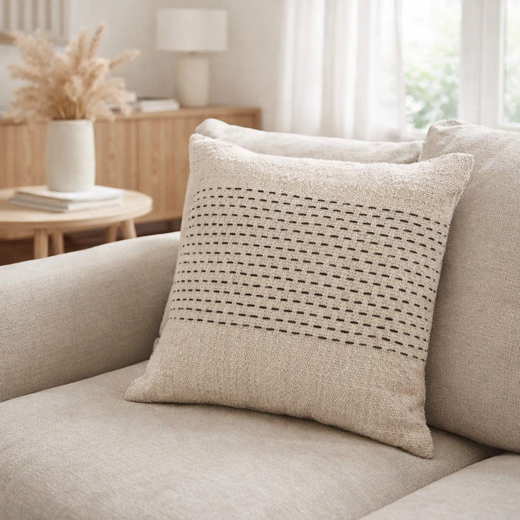 La Housse de Coussin Misty - Noir Naturel en situation