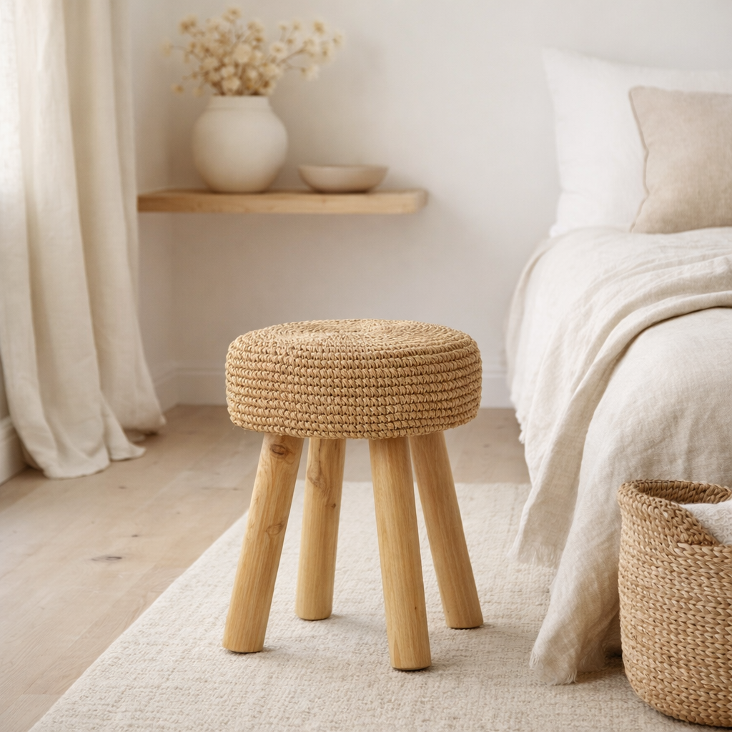 Le Tabouret Raphia - Naturel en situation