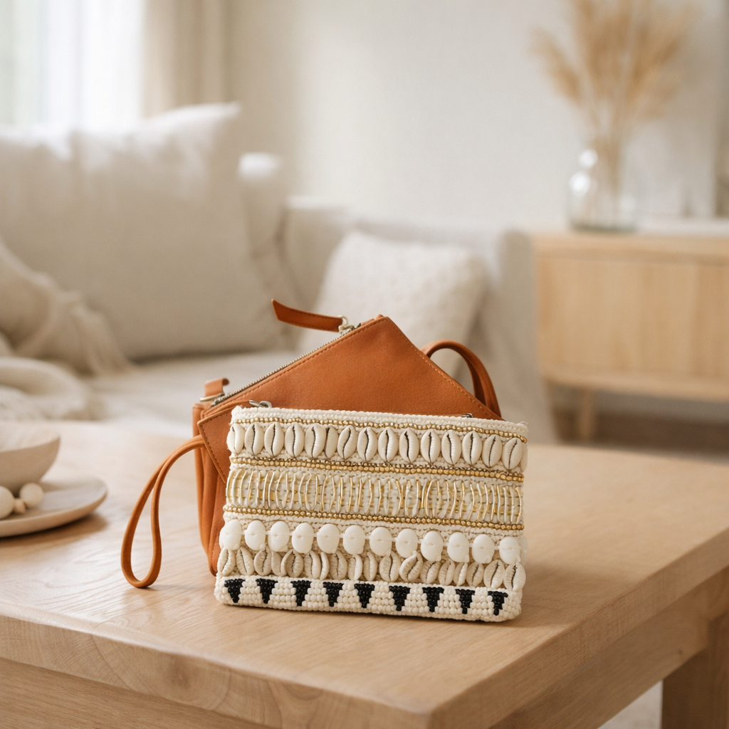 Sac à main en cuir The Purse - Marron en situation