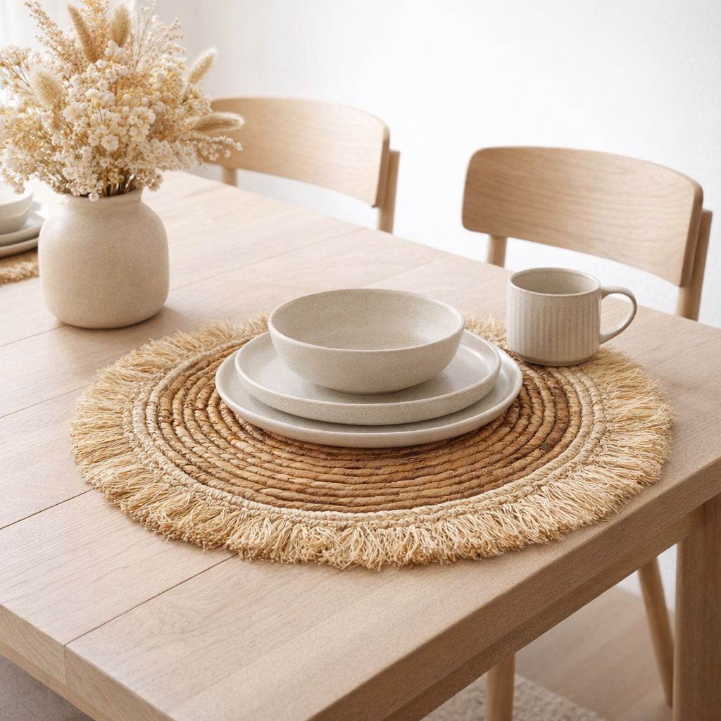 Set de table en raphia et banane naturel en situation