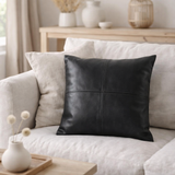 La Housse de Coussin en Cuir à Quatre Panneaux - Noir - 40x40 en situation
