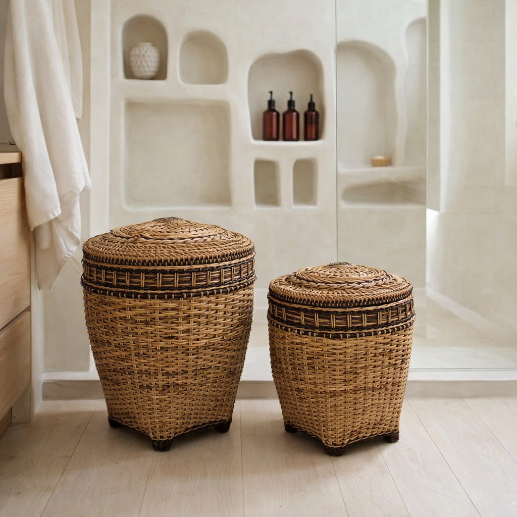 Le Panier de Rangement Colonial - Brun Naturel - M en situation