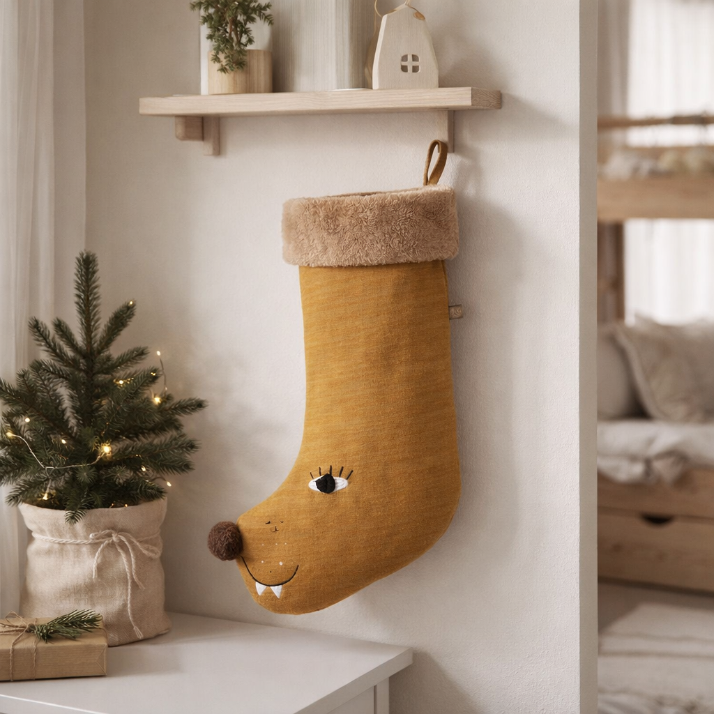 Chaussette de Noël Lion en situation