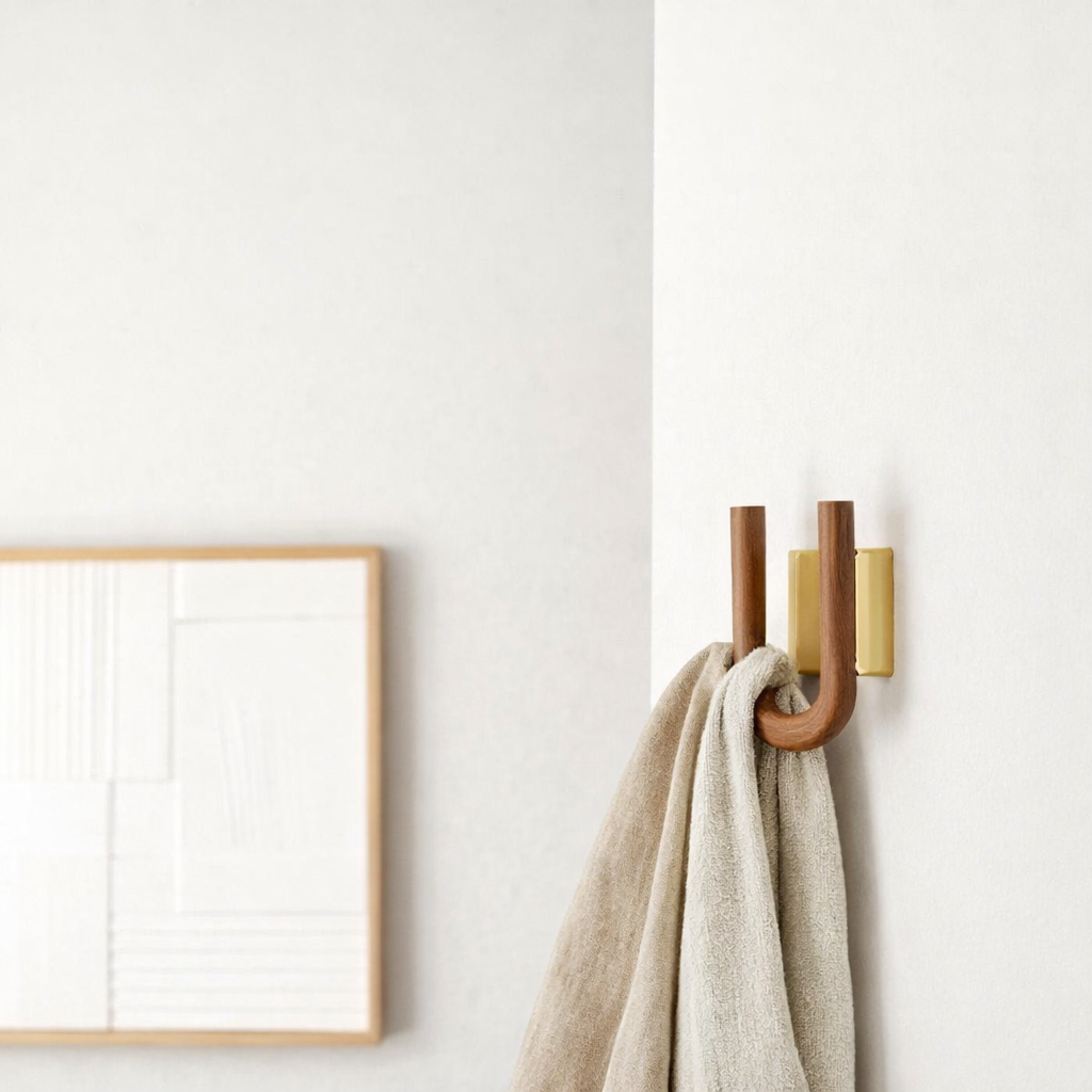 HOOK Cintre Mini Noyer Laiton en situation