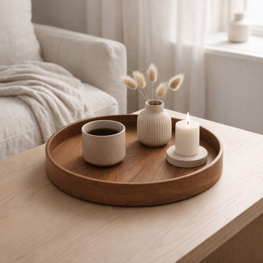 Plateau en Bois Inka Rond - Grand en situation