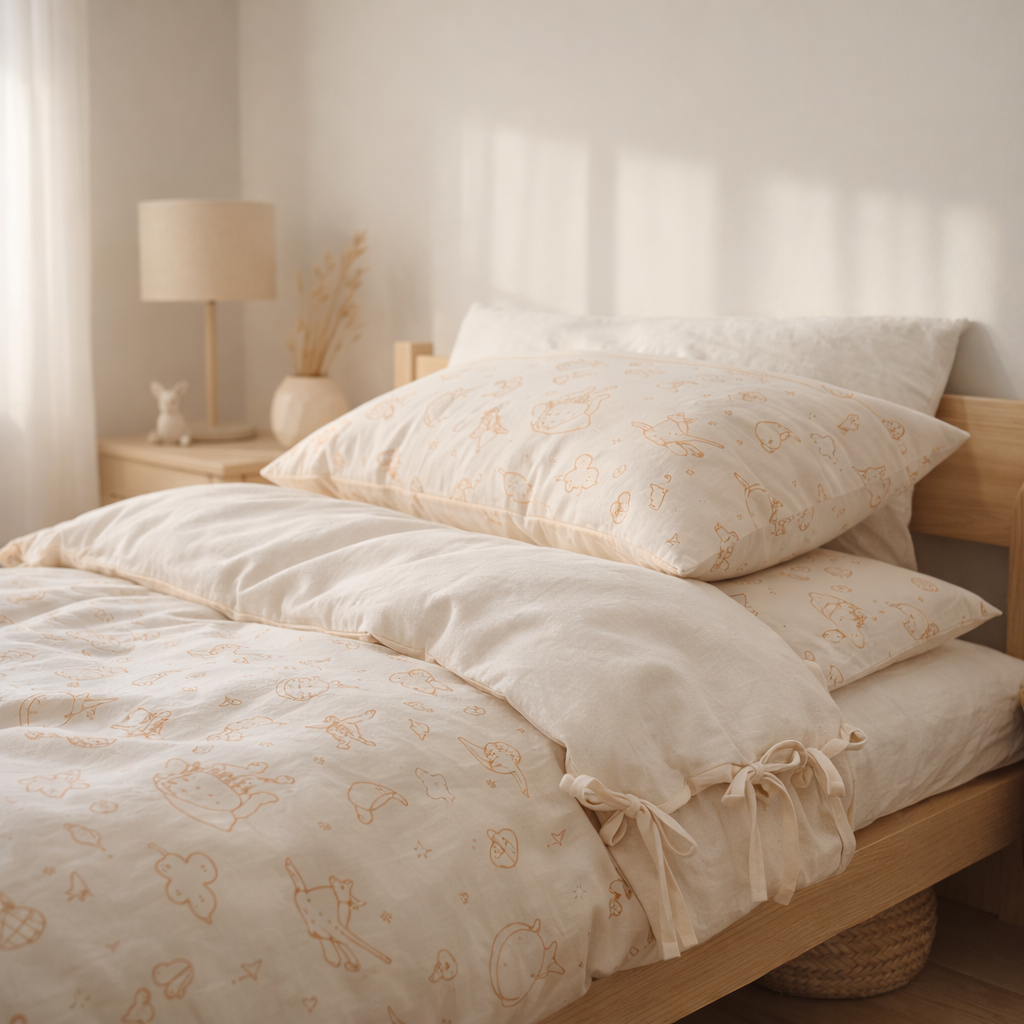 Linge de lit bébé GOTS (70x100 cm) - Dreamy Adventurers en situation