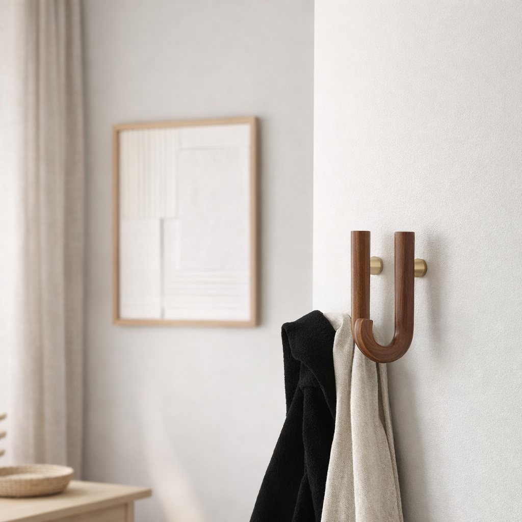 CROCHET Cintre Mini Noyer Chrome en situation