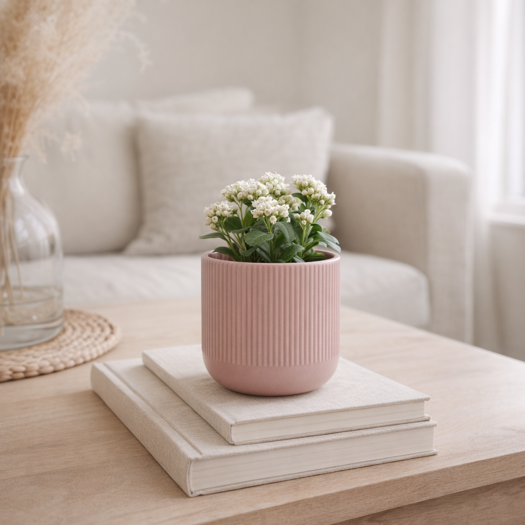 Cache-pot Flare en céramique mauve 6 cm en situation