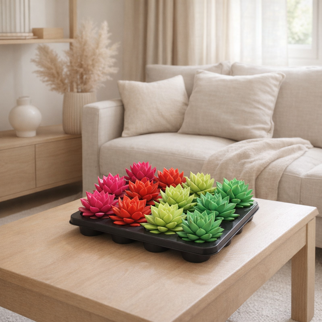 Echeveria Colored Neon Mix - 16 pièces - Ø6cm - ↕8cm en situation