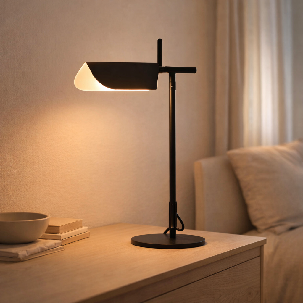 Lampe de commode en métal noir Marcello en situation