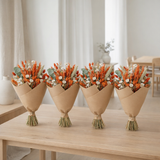Lot de 4 bouquets de fleurs séchées orange classique en situation