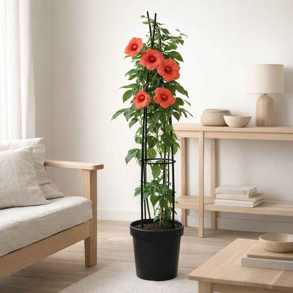 Campsis T. 'Madame Galen' +3.0 Label - Ø23cm - ↕115cm en situation
