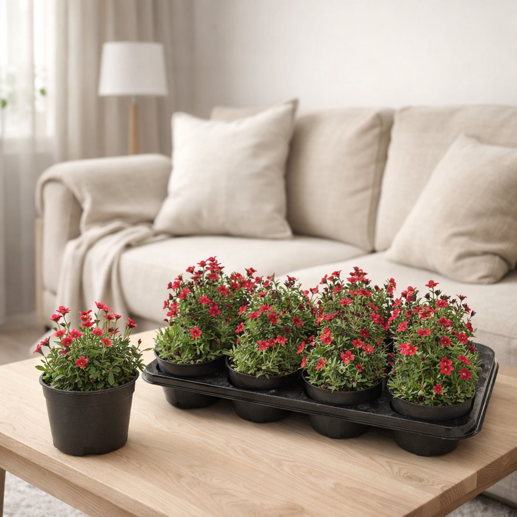 Saxifraga (arensii grp) alpine rose - Ø13cm - ↕15cm en situation