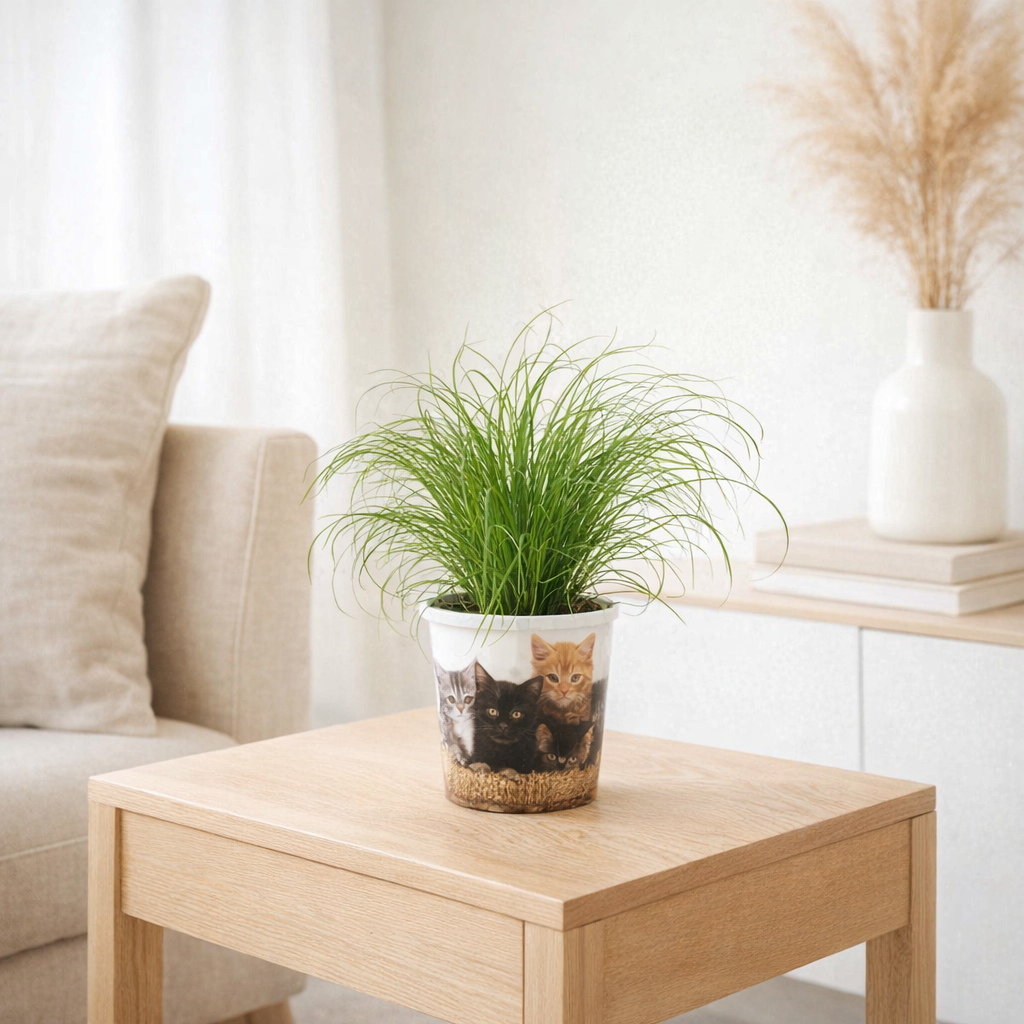 Cyperus zumula 12cm - Beker Pet Candy Kat - Ø12cm - ↕23cm en situation