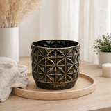 Cache-pot en céramique noir Ø19 cm en situation