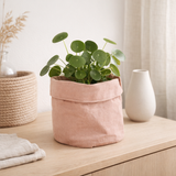 Cache-pot sac à plantes rose ancien en situation