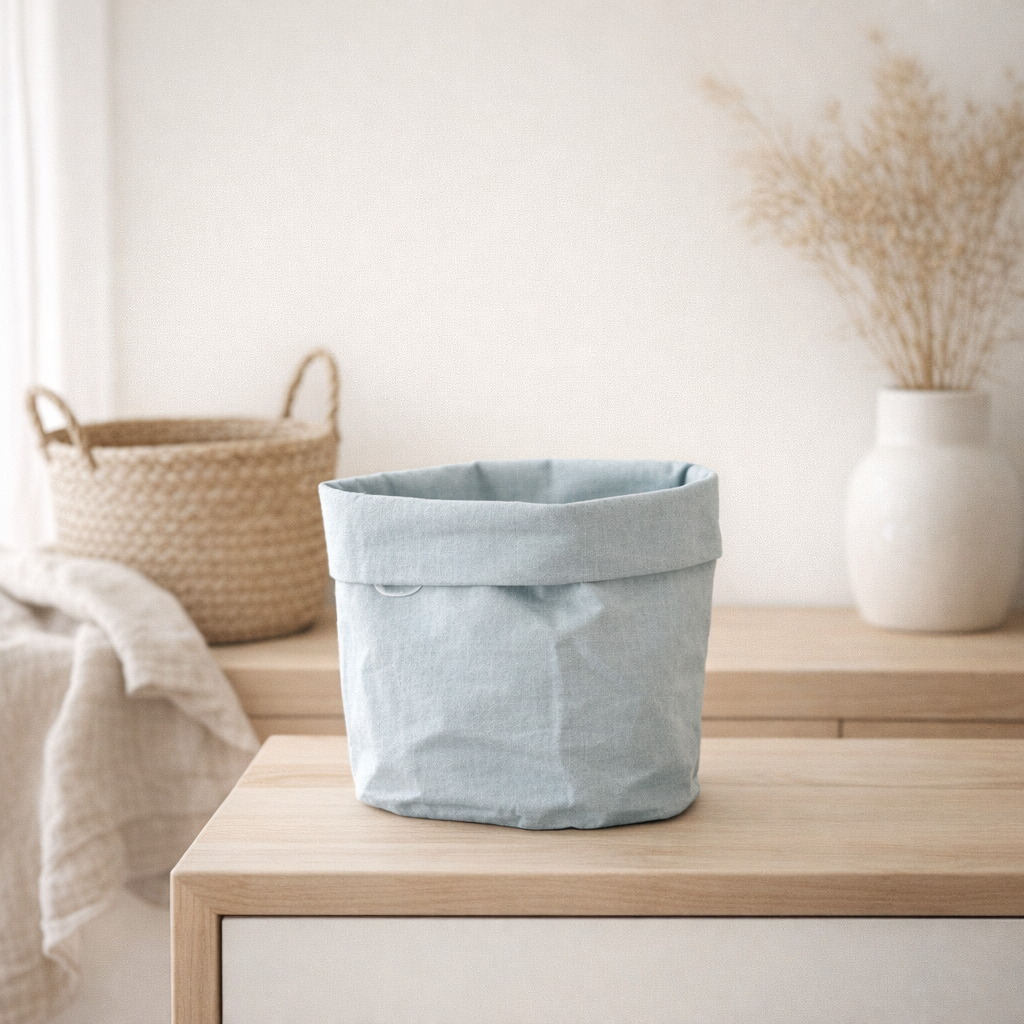 Cache-pot sac à plantes bleu en situation